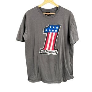 Harley-Davidson T-Shirt‎ Ketchikan Alaska Gray Front and Back Print Size Large